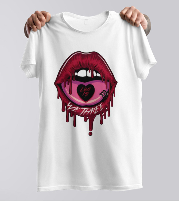 We Three Love Me Dripping Lips Heart Tattoo T-Shirt