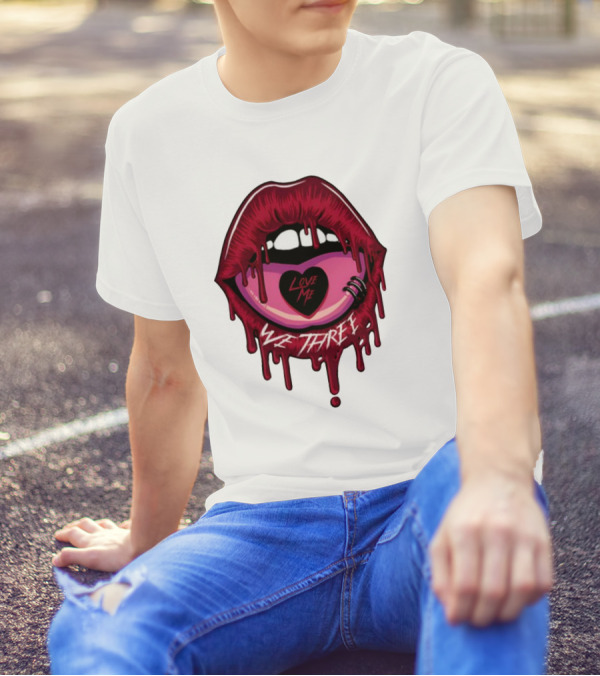 We Three Love Me Dripping Lips Heart Tattoo T-Shirt