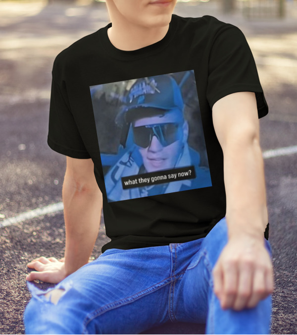 What They Gonna Say Now - Man In Sunglasses And Cap With Blue Tint T-Shirt