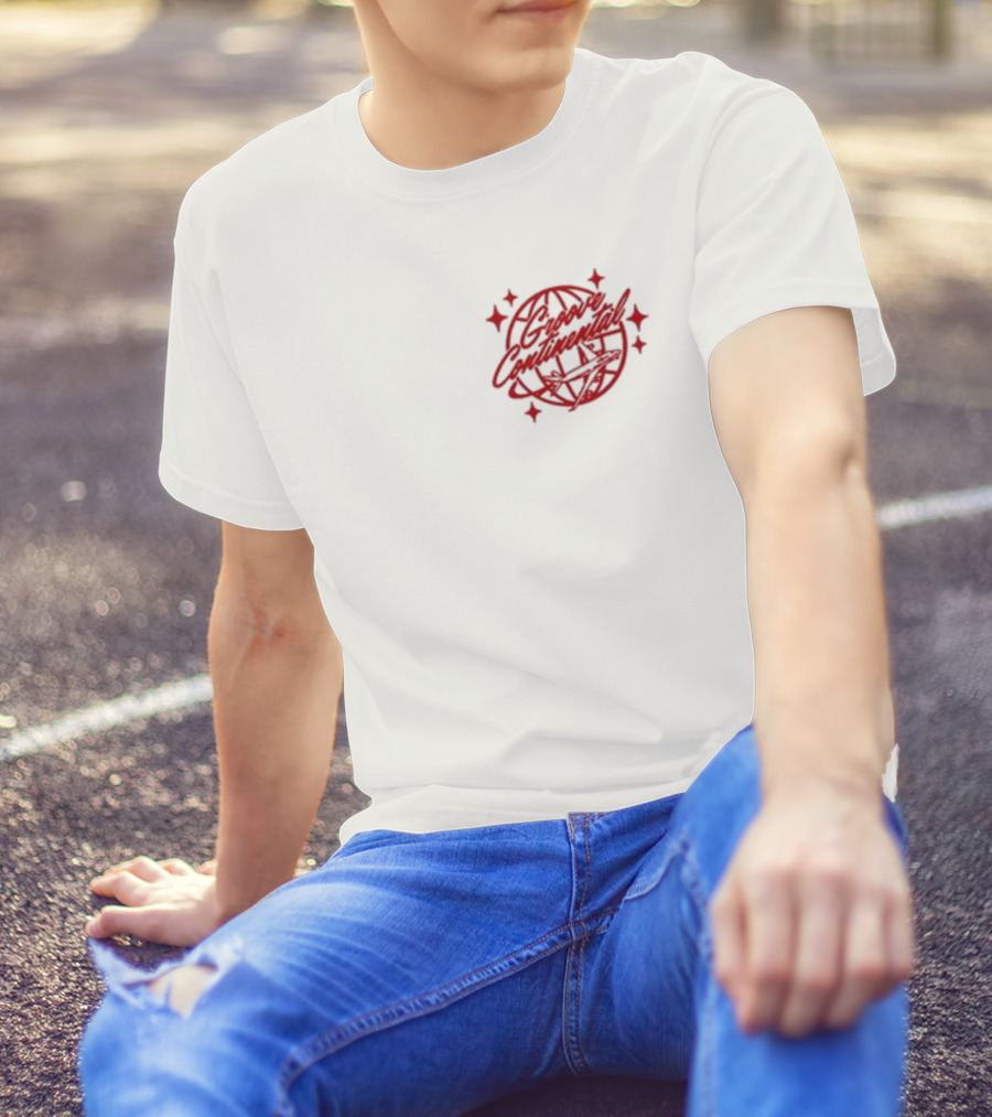 Yung Bae Groove Continental Red Globe Graphic With Stars T-Shirt