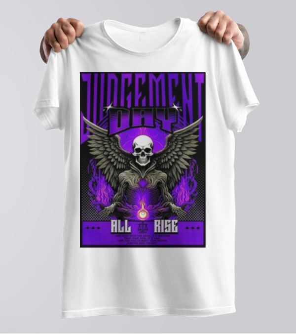 Judgment Day All Rise Skeleton Wings Purple Flame T-Shirt