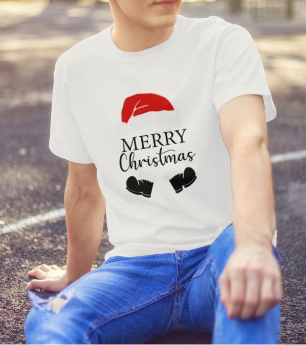Merry Christmas Santa Hat And Boots Svg T-Shirt