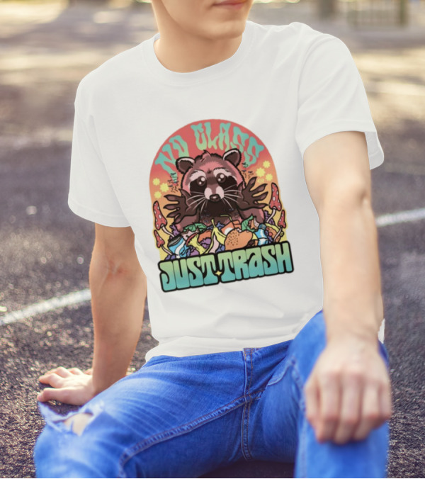 No Class Just Trash Raccoon With Psychedelic Mushrooms And Trash Heap T-Shirt