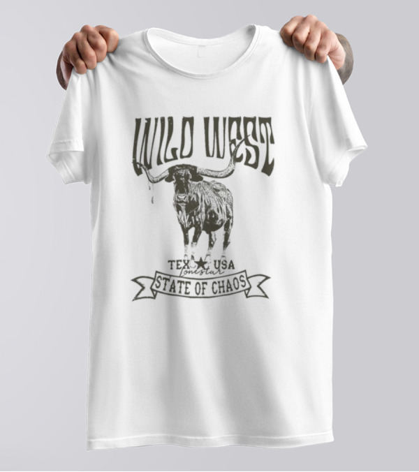 Wild West Texas USA State Of Chaos Longhorn T-Shirt