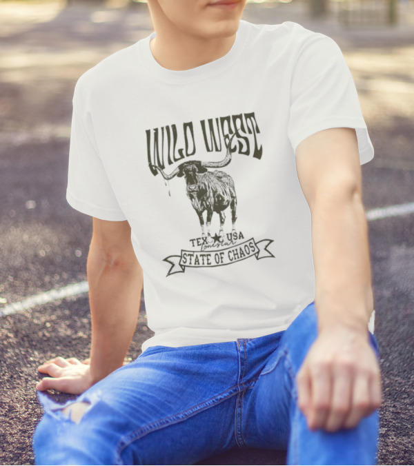 Wild West Texas USA State Of Chaos Longhorn T-Shirt