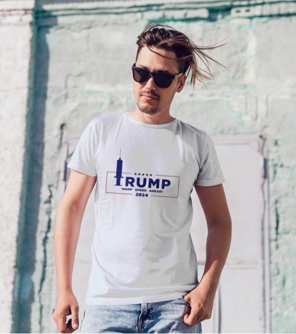 Right Wing Dad Trump Warp Speed Ahead 2024 Injection Syringe Icon Stars T-Shirt