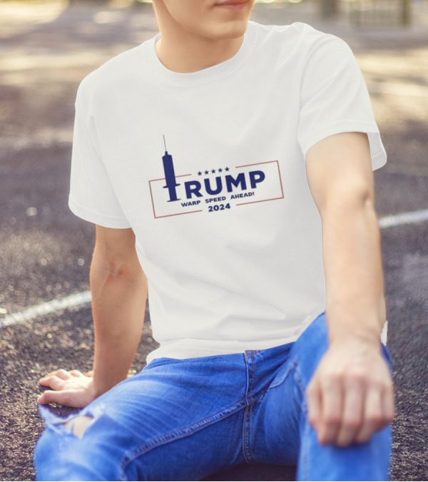 Right Wing Dad Trump Warp Speed Ahead 2024 Injection Syringe Icon Stars T-Shirt