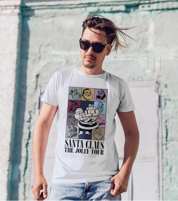 Santa Claus The Jolly Tour Vintage Santa Square Collage T-Shirt