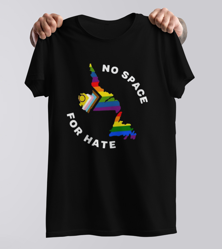 No Space For Hate Rainbow Pride Inclusivity Flag And Map T-Shirt