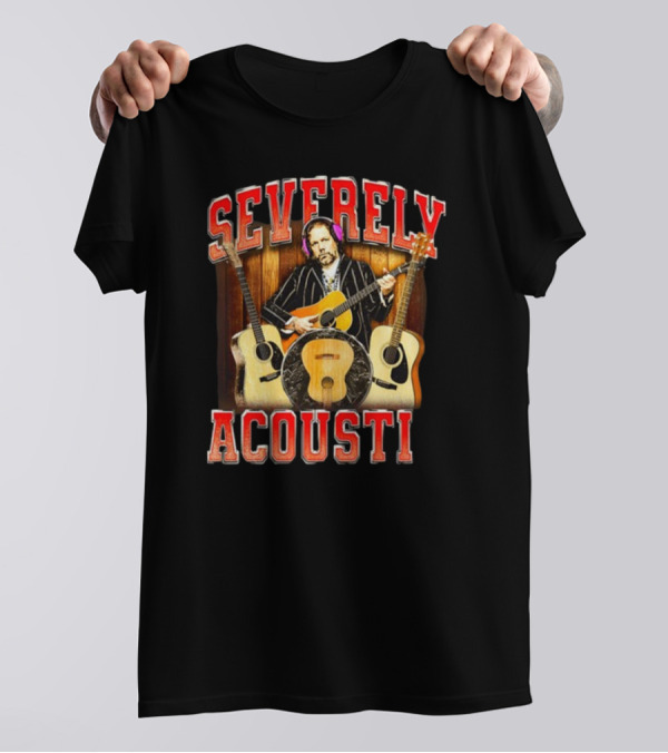 Notsafeforwear Severely Acoustic Guitars And Musician With Headphones T-Shirt
