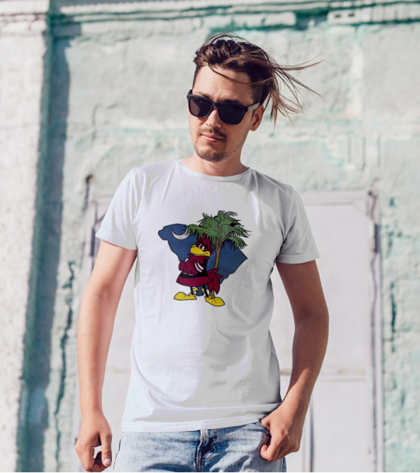 South Carolina Gamecock With Palmetto And Crescent Moon T-Shirt