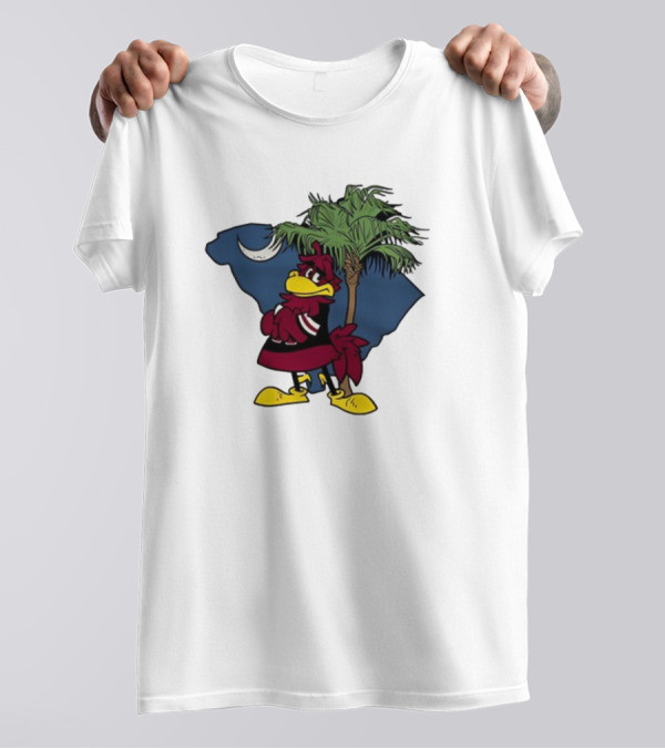 South Carolina Gamecock With Palmetto And Crescent Moon T-Shirt