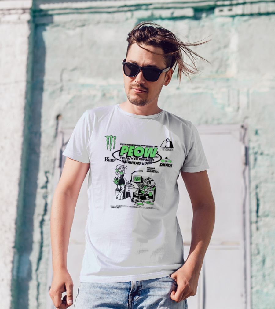 Monster Energy Peow Heavy Business Back From Heaven To Earth Heavy Manners Library Los Angeles DLB Biao Dididi T-Shirt