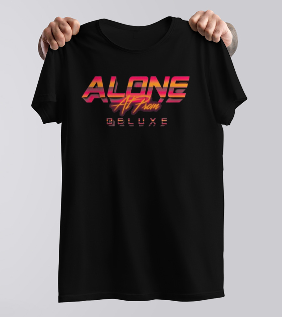 Alone At Prom Deluxe Retro 3D Neon Text T-Shirt