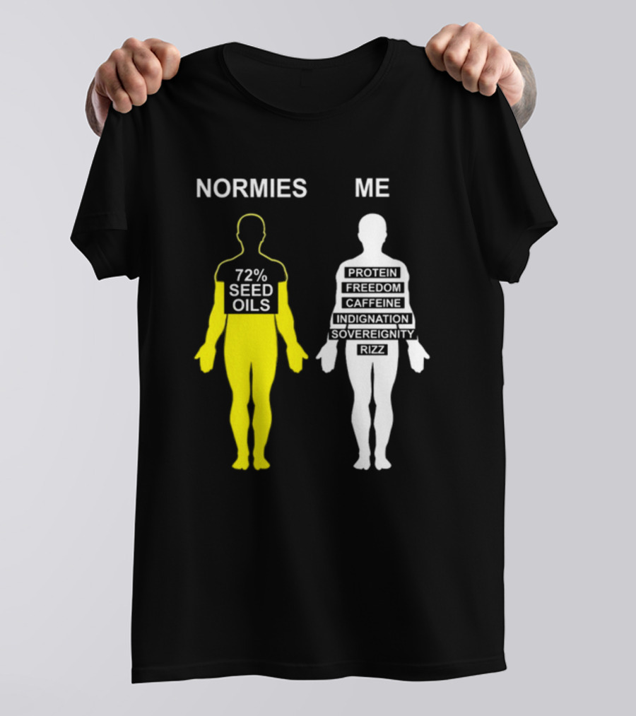 Normies 72% Seed Oils Vs Me Protein Freedom Caffeine Indignation Sovereignity Rizz T-Shirt