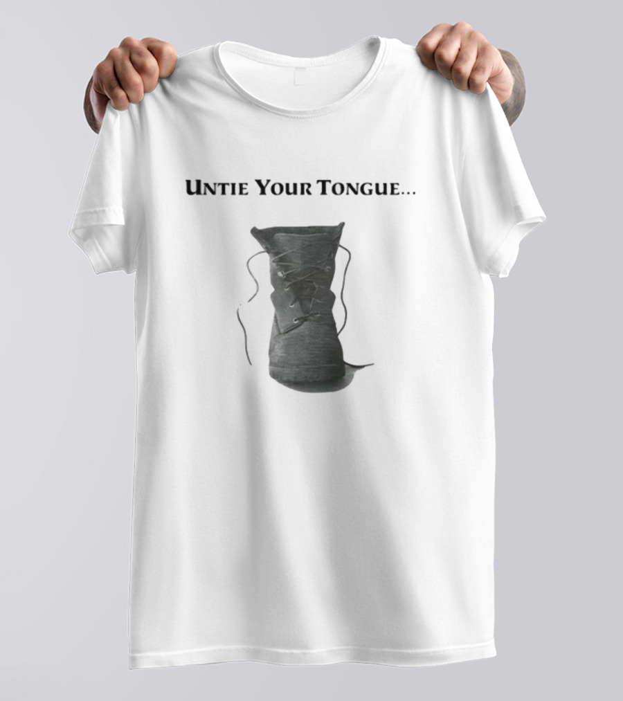 Cravemedia Untie Your Tongue Boot Laces Visual Pun T-Shirt