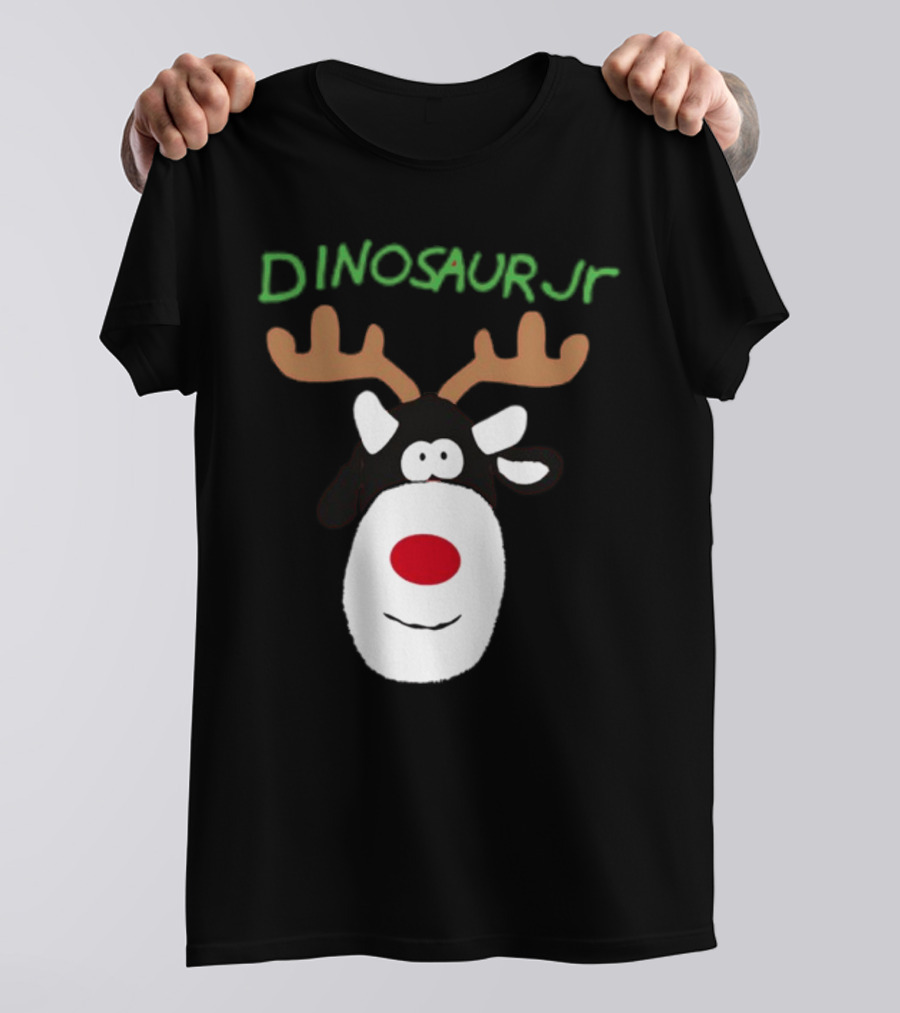 Dinosaur Jr Reindeer With Red Nose And Antlers T-Shirt