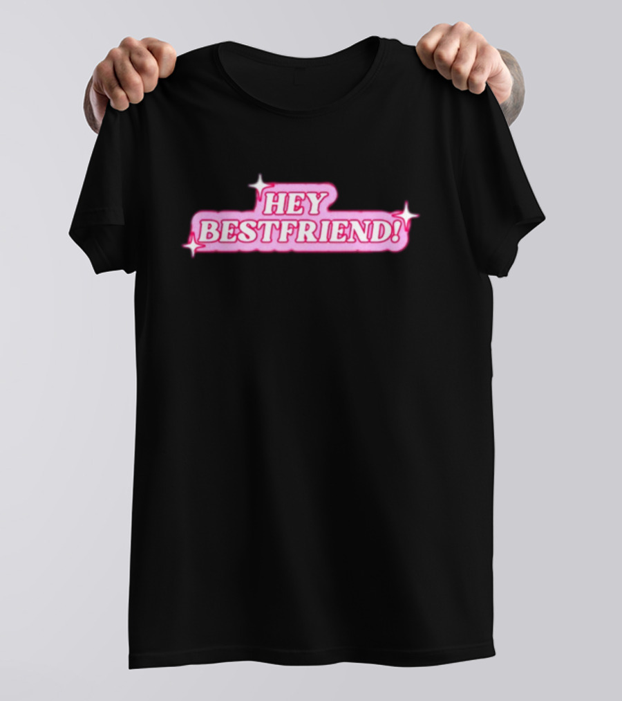 Alana Lintao Hey Bestfriend Pink Sparkle Text T-Shirt