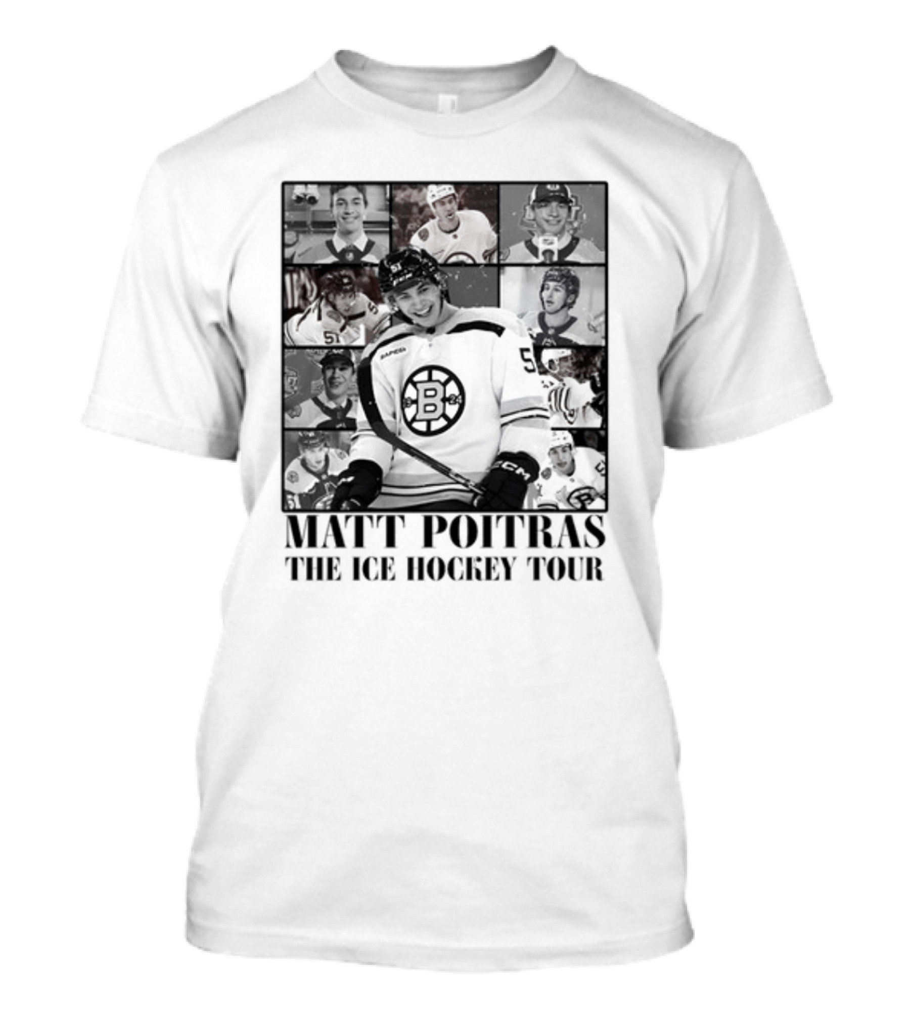Matt Poitras The Ice Hockey Tour Bruins Player Collage T-Shirt