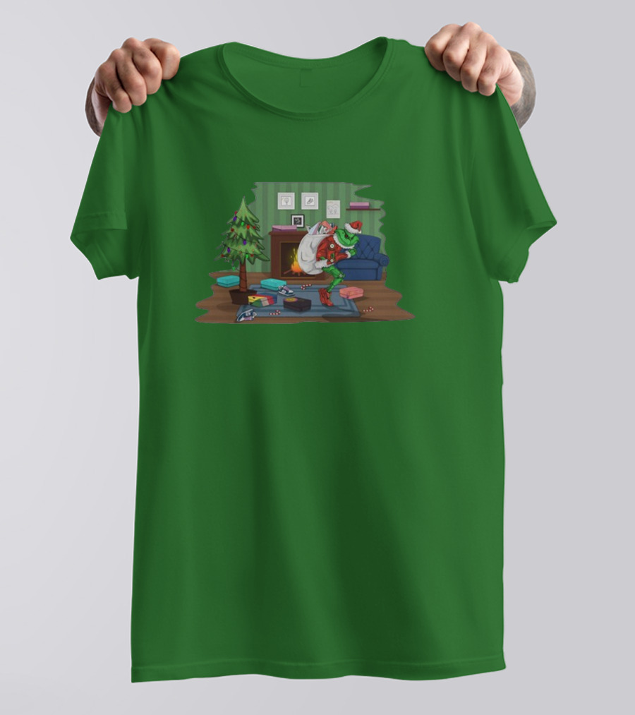 How The Grinch Stole Sneakers Stealing Colorful Boxes By Christmas Tree T-Shirt