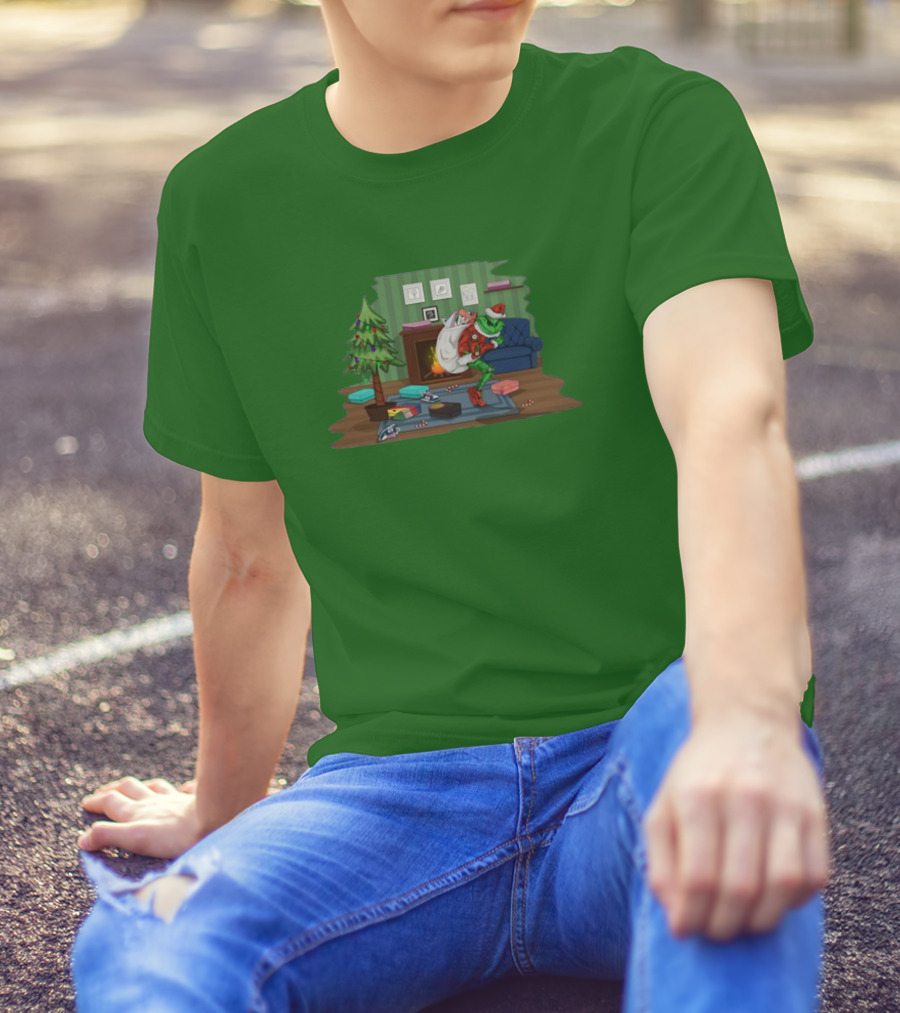 How The Grinch Stole Sneakers Stealing Colorful Boxes By Christmas Tree T-Shirt
