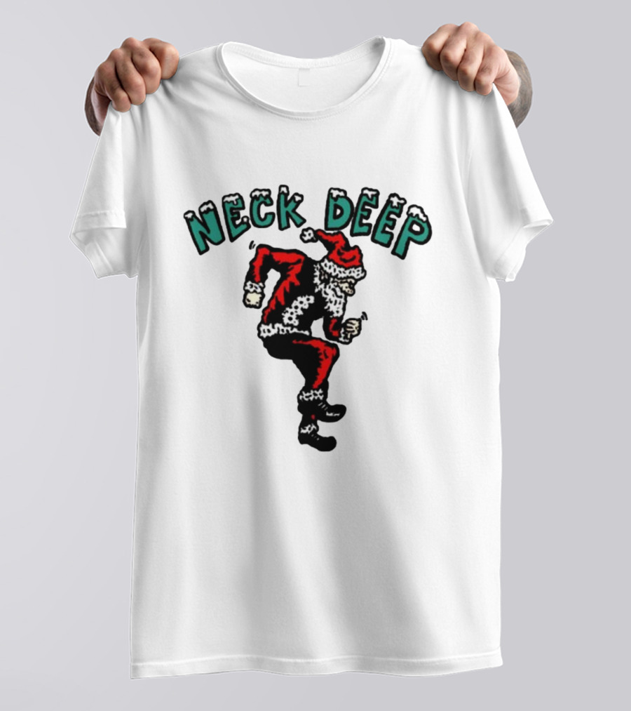 Neck Deep Santa Dancing Green Letters T-Shirt