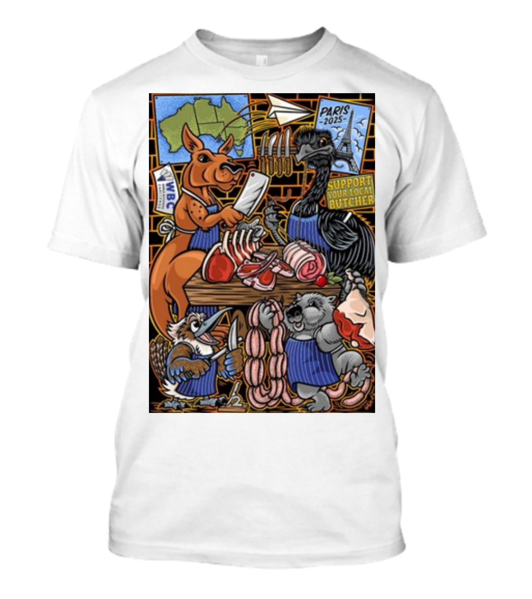 Sigh13 Paris 2025 Support Your Local Butcher WBC Wildlife Butcher Crew T-Shirt