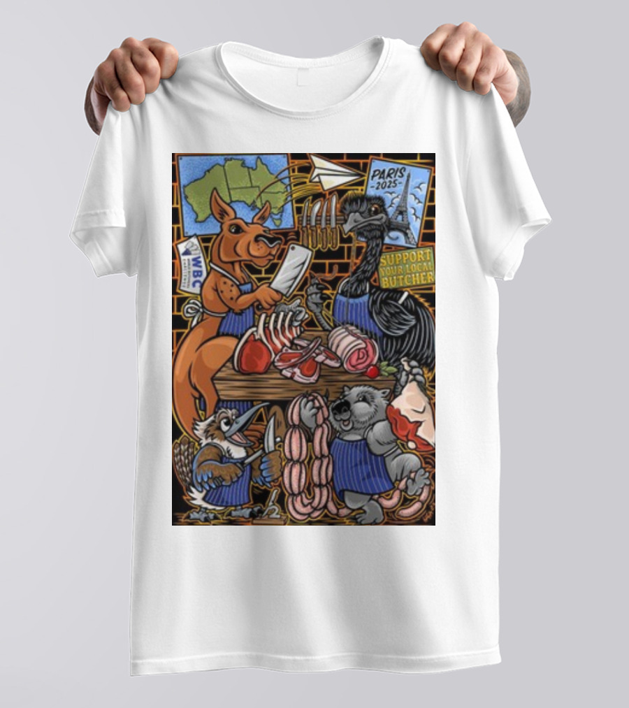 Sigh13 Paris 2025 Support Your Local Butcher WBC Wildlife Butcher Crew T-Shirt