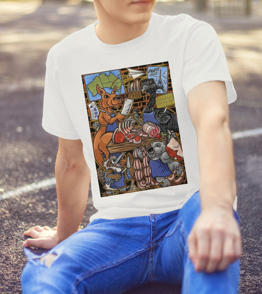 Sigh13 Paris 2025 Support Your Local Butcher WBC Wildlife Butcher Crew T-Shirt