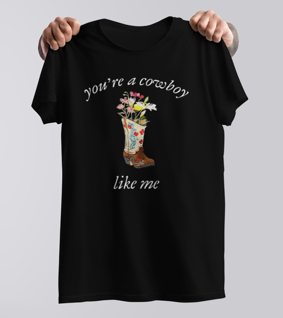 Cruelfolklore You're A Cowboy Like Me Flower Boot T-Shirt