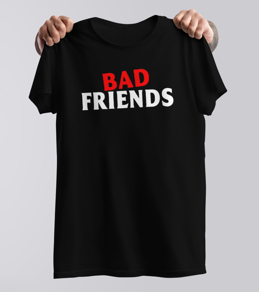 Bad Friends Podcast Logo Red White T-Shirt