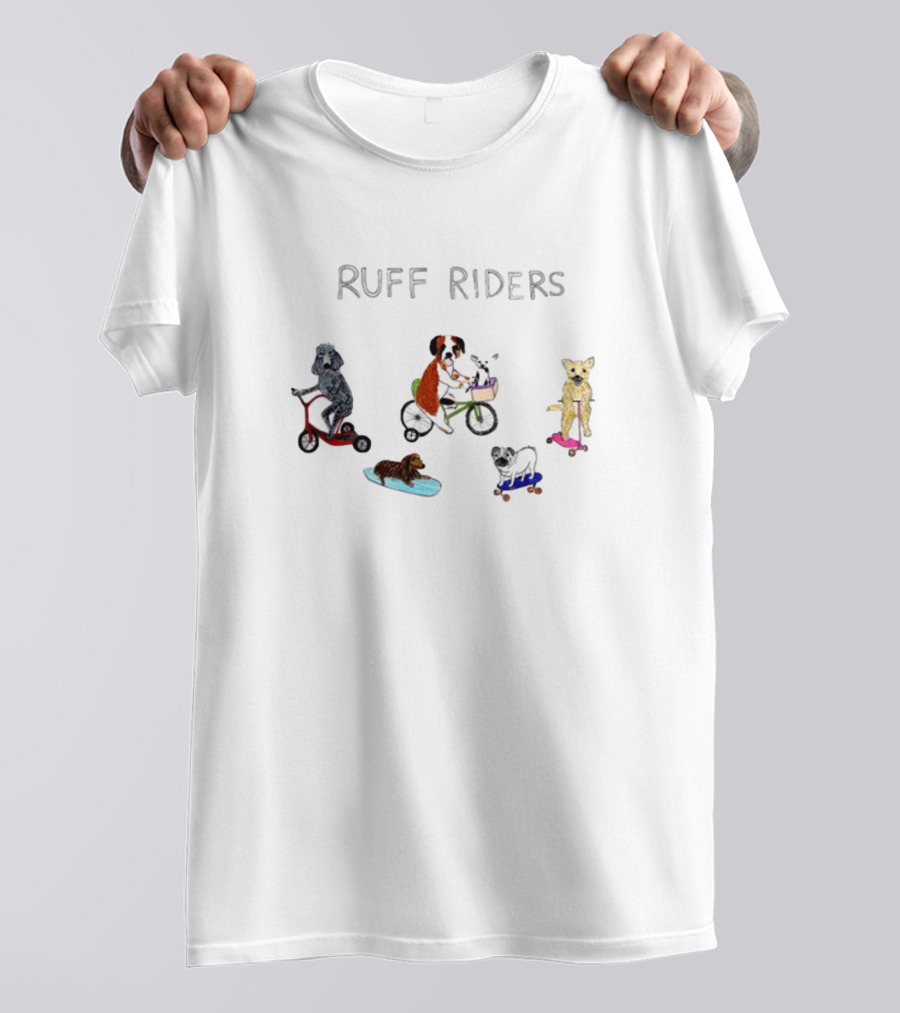 RUFF RIDERS Poodles Boxers Bulldogs Skateboards Scooters Bicycles T-Shirt