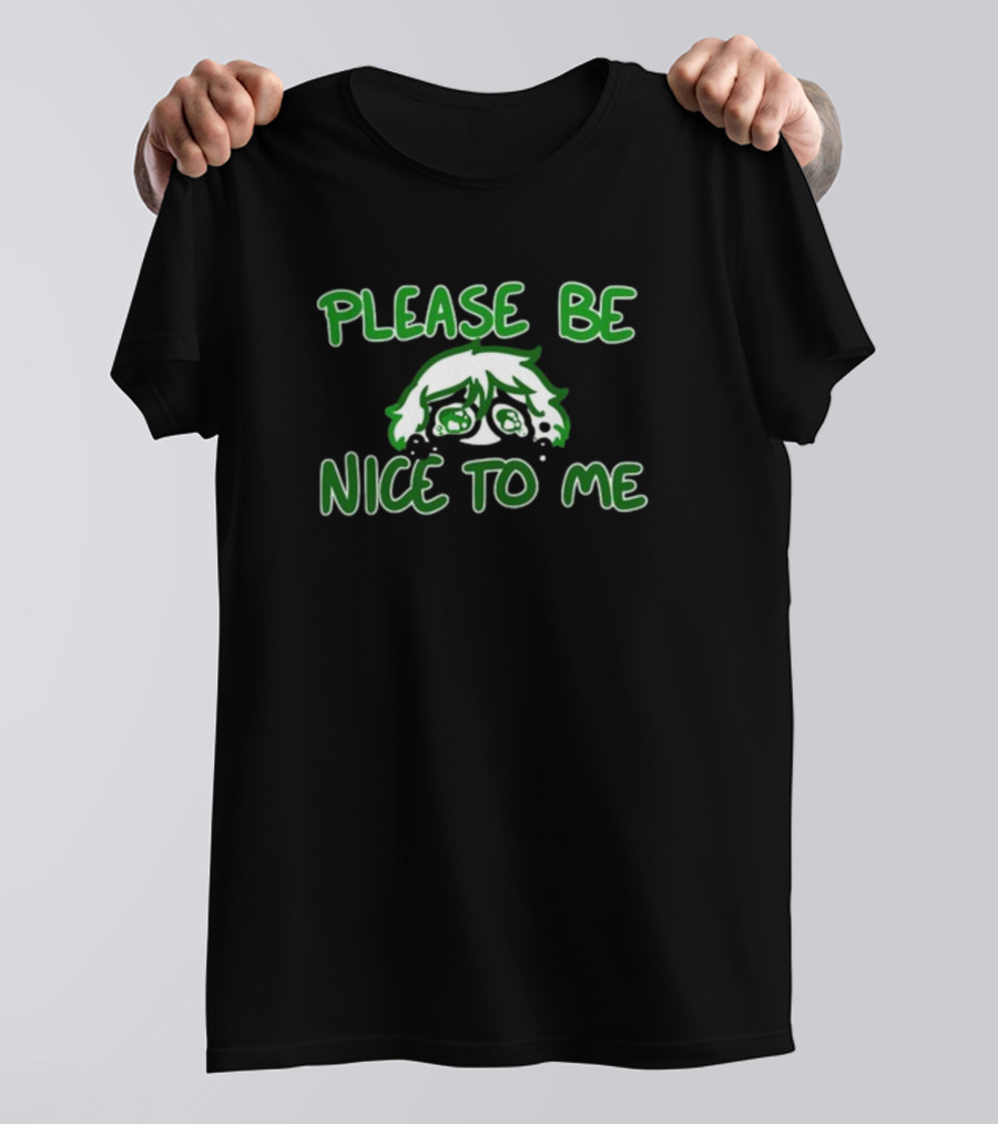 Saucer-Eyed Sadboi Please Be Nice To Me Crying Face T-Shirt