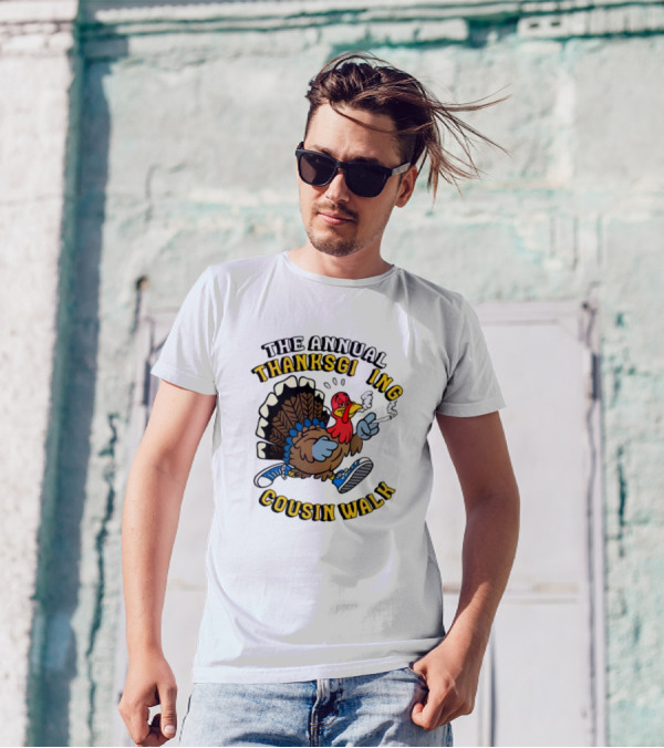 The Annual Thanksgiving Cousin Walk Turkey Smoking Sneakers Fun T-Shirt
