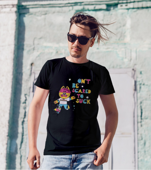 Don't Be Scared To Suck Pinkgabbercat Skateboarding Cat T-Shirt