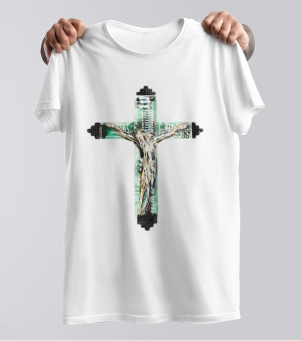 Nawafers The Cross Hardware Circuit Crucifix T-Shirt