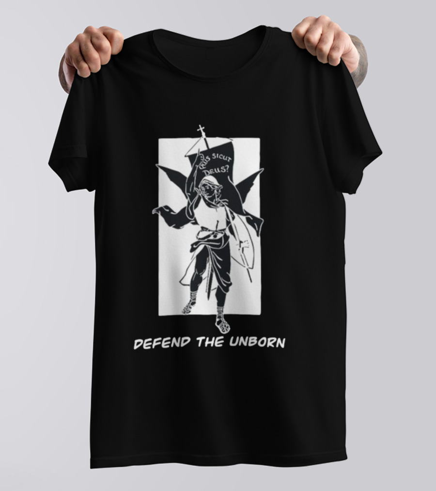 Quis Sicut Deus Defend The Unborn Angelic Warrior T-Shirt