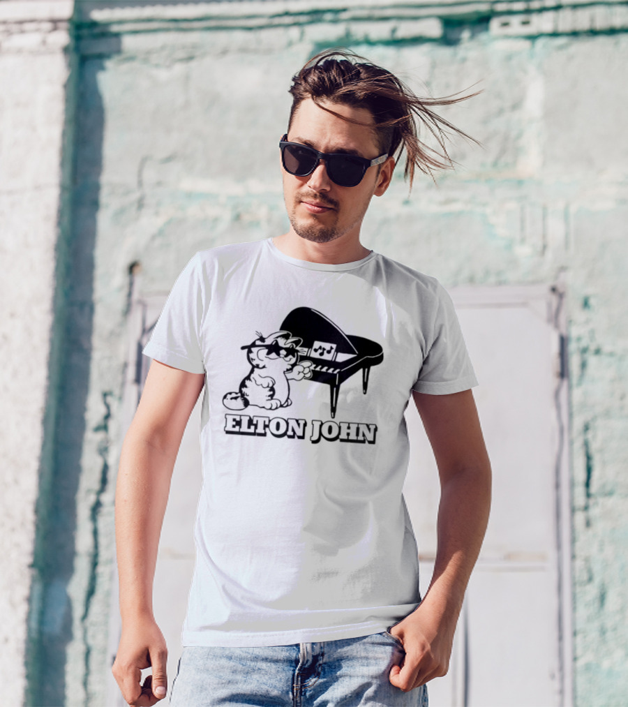 Garf At The Piano With Elton John Motif T-Shirt