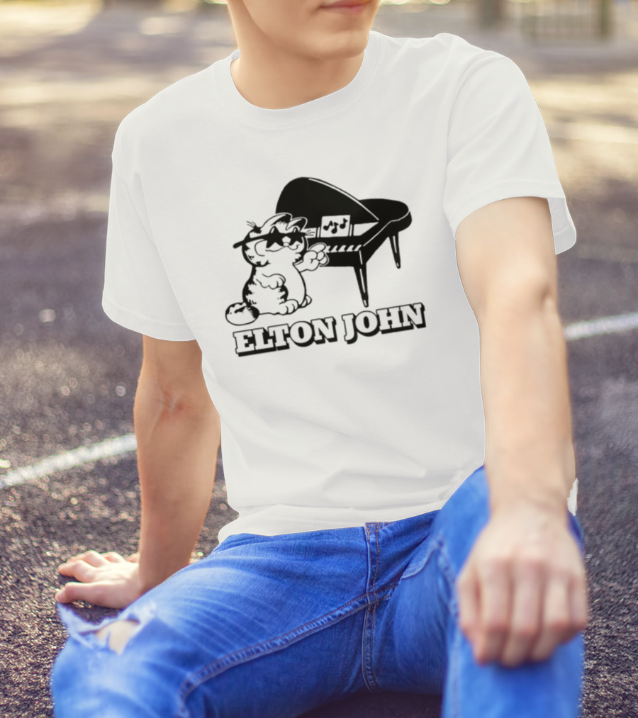 Garf At The Piano With Elton John Motif T-Shirt