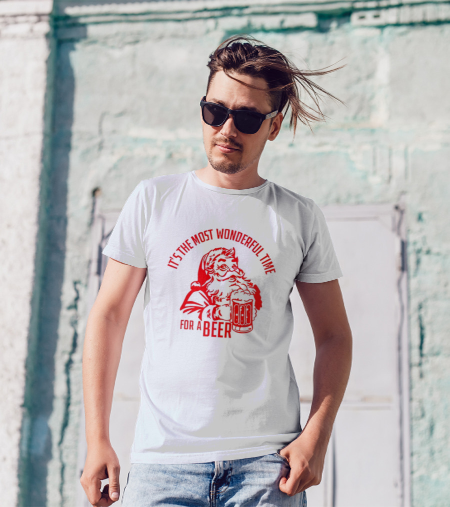 Santa Claus It's The Most Wonderful Time For A Beer Christmas T-Shirt