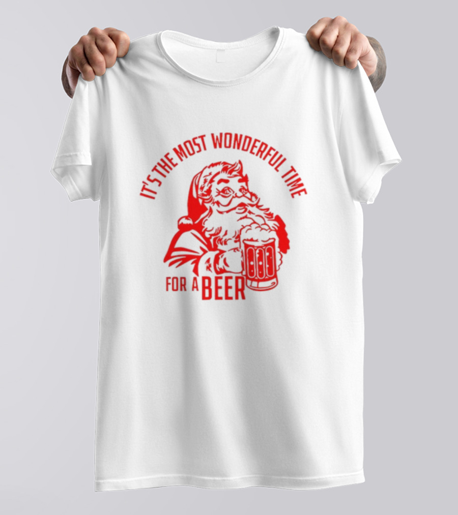 Santa Claus It's The Most Wonderful Time For A Beer Christmas T-Shirt