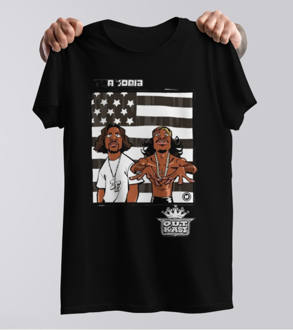 Stankonia Outkast Cartoon Style Stars And Stripes Duo Art By Nuri Durr T-Shirt