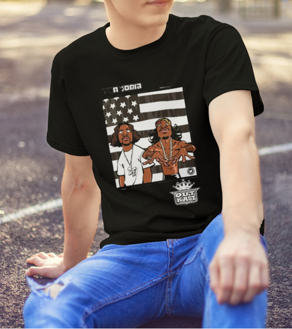 Stankonia Outkast Cartoon Style Stars And Stripes Duo Art By Nuri Durr T-Shirt
