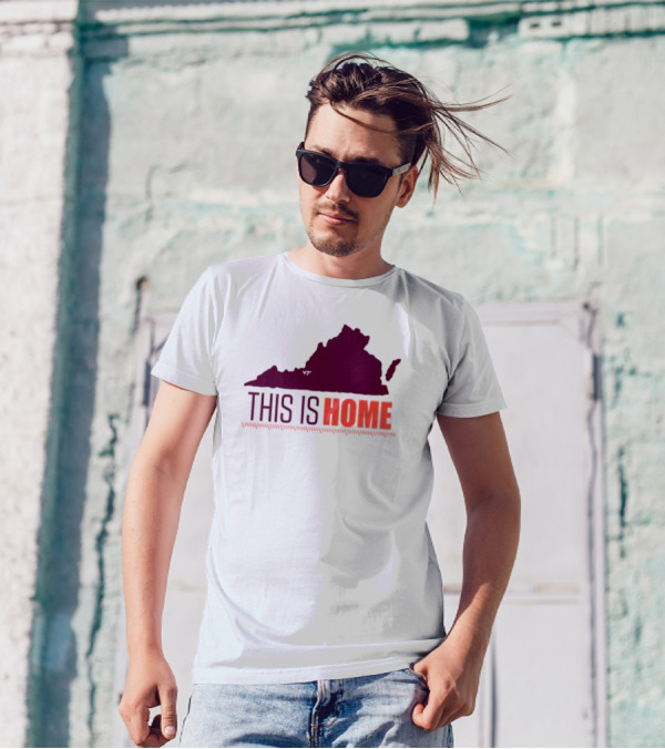 Virginia Tech Football Win This Is Home Virginia Outline T-Shirt