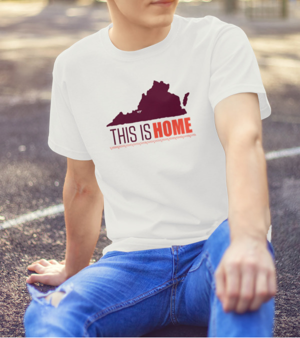 Virginia Tech Football Win This Is Home Virginia Outline T-Shirt