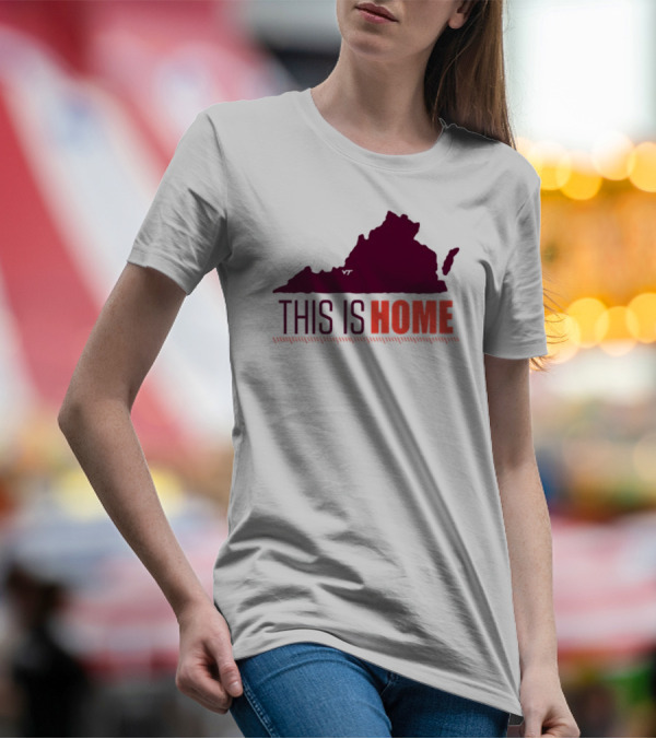 Virginia Tech Football Win This Is Home Virginia Outline T-Shirt