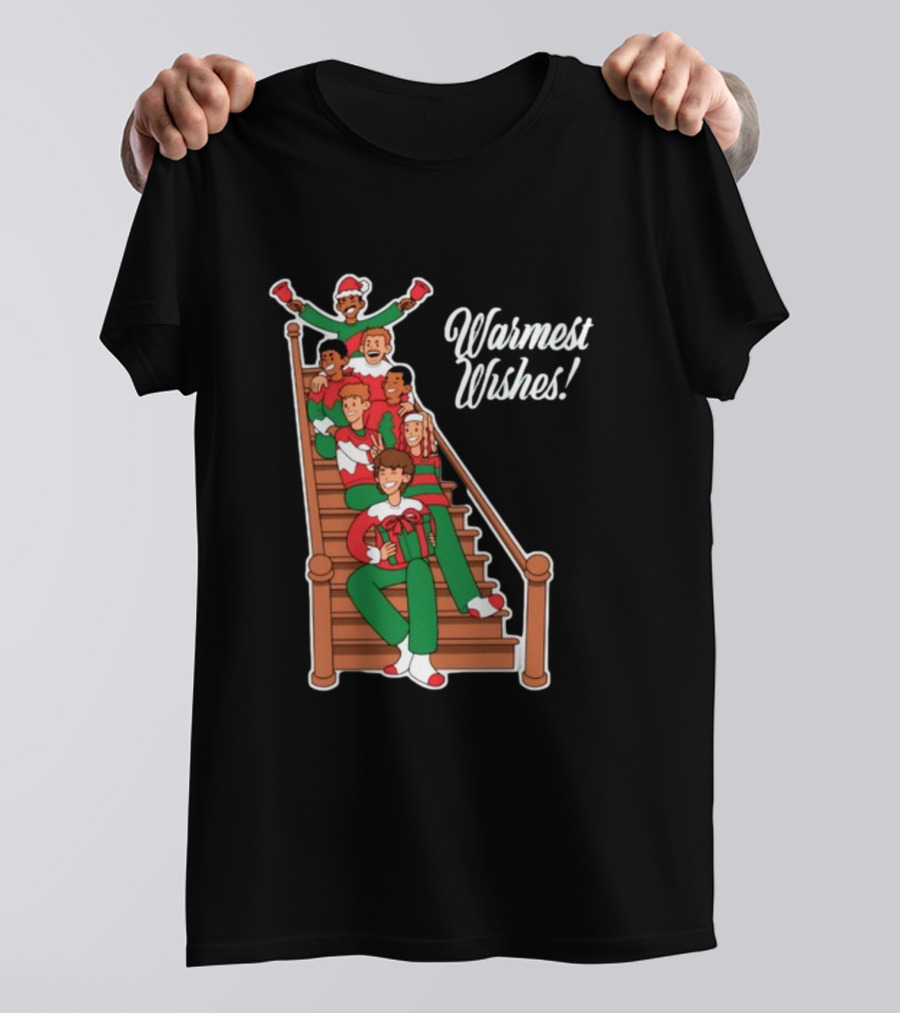 Warmest Wishes Holiday Family Celebration On Stairs T-Shirt