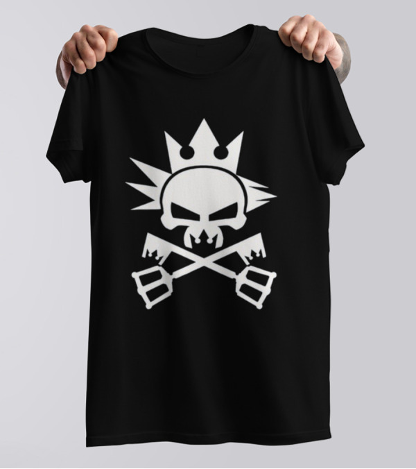 Cynical Yozora Emblem Crowned Skull With Crossed Keyblades T-Shirt