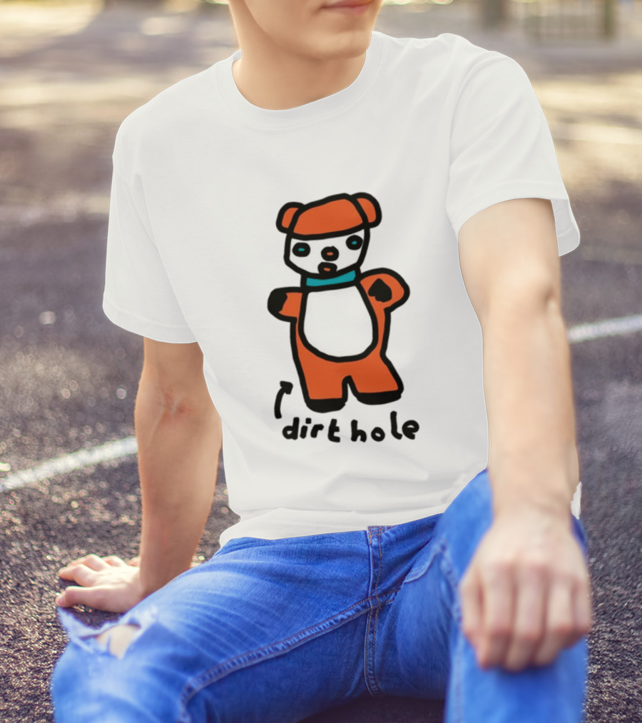 Dirthole Bear Illustration With Orange Outfit And Black Hat T-Shirt