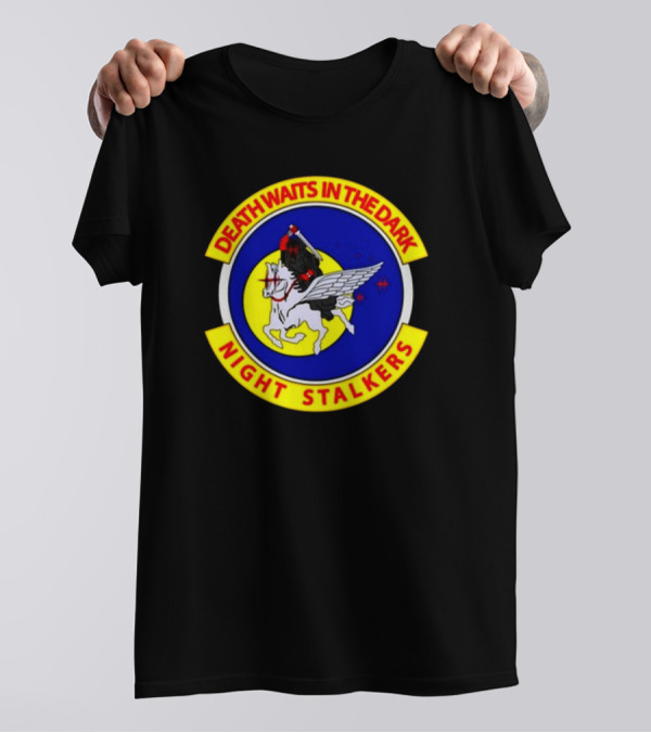 Death Waits In The Dark Night Stalkers Pegasus Emblem T-Shirt